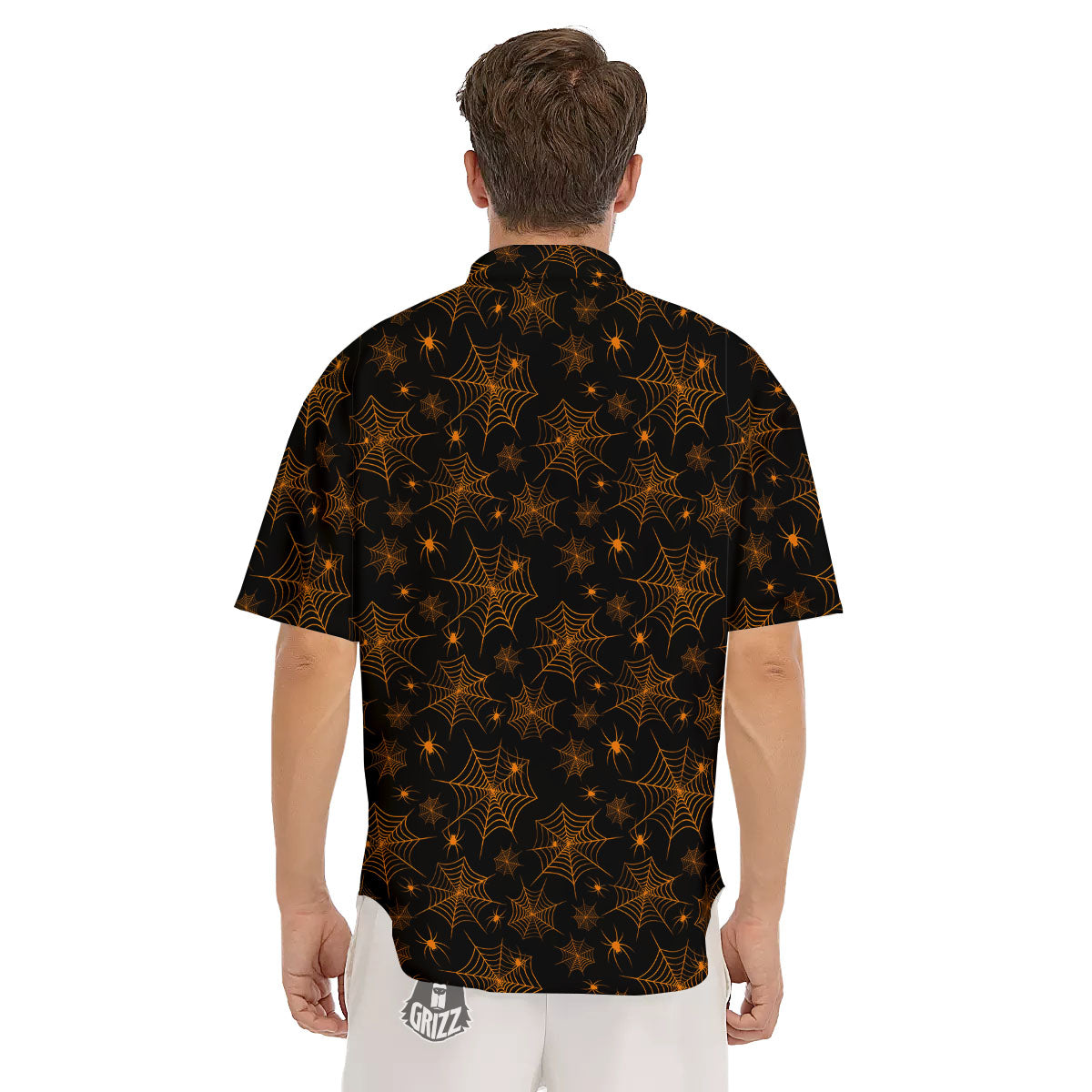 Cobweb Halloween Print Pattern Men's Short Sleeve Shirts-grizzshop