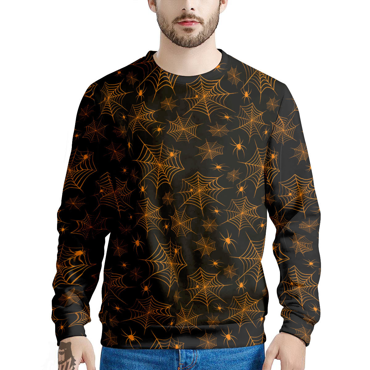 Cobweb Halloween Print Pattern Men's Sweatshirt-grizzshop