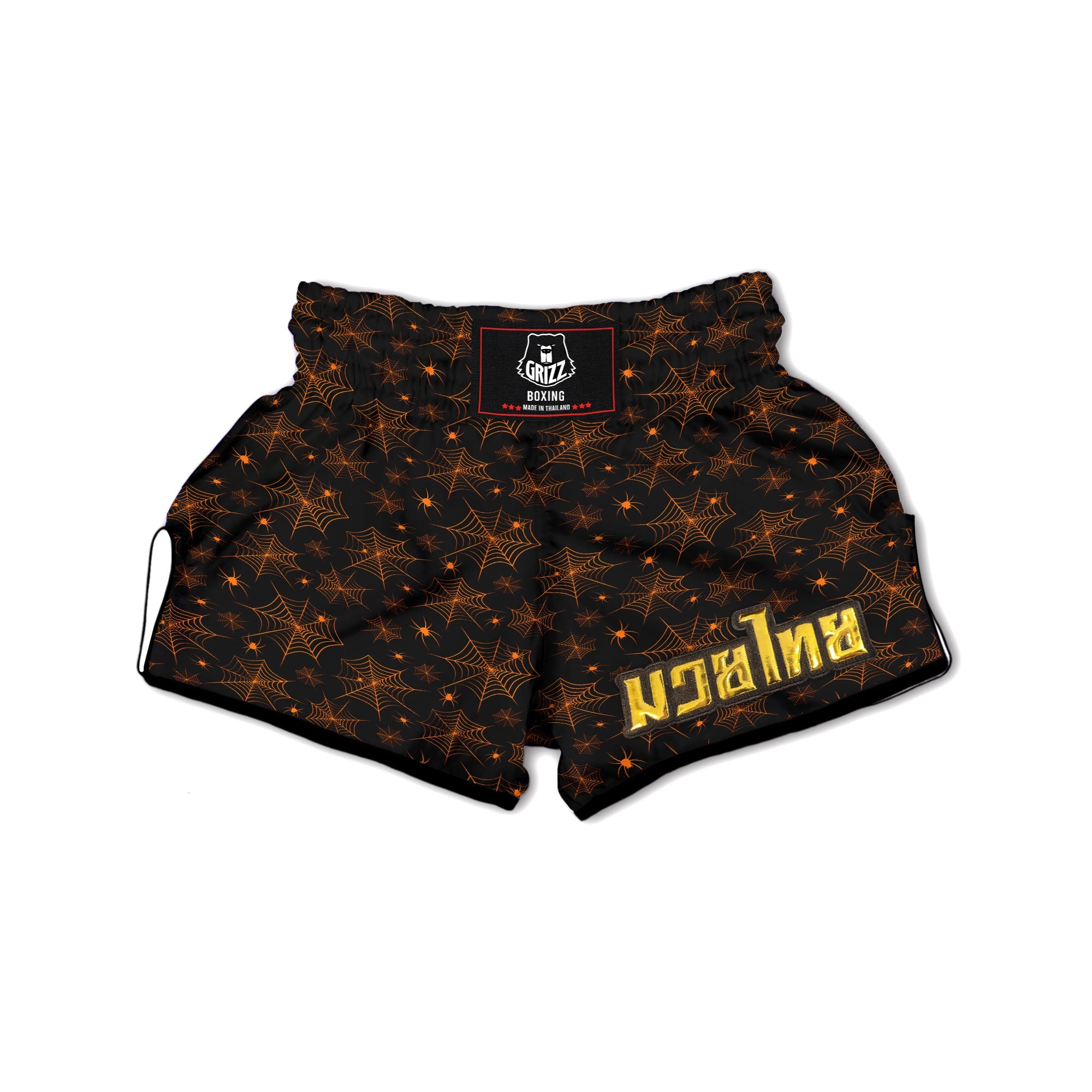 Cobweb Halloween Print Pattern Muay Thai Boxing Shorts-grizzshop