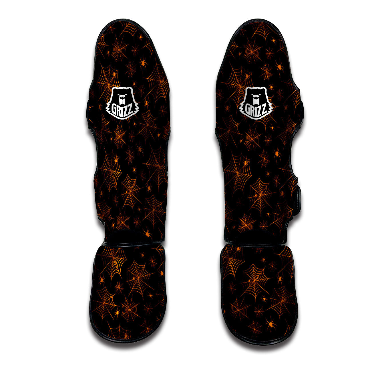 Cobweb Halloween Print Pattern Muay Thai Shin Guards-grizzshop