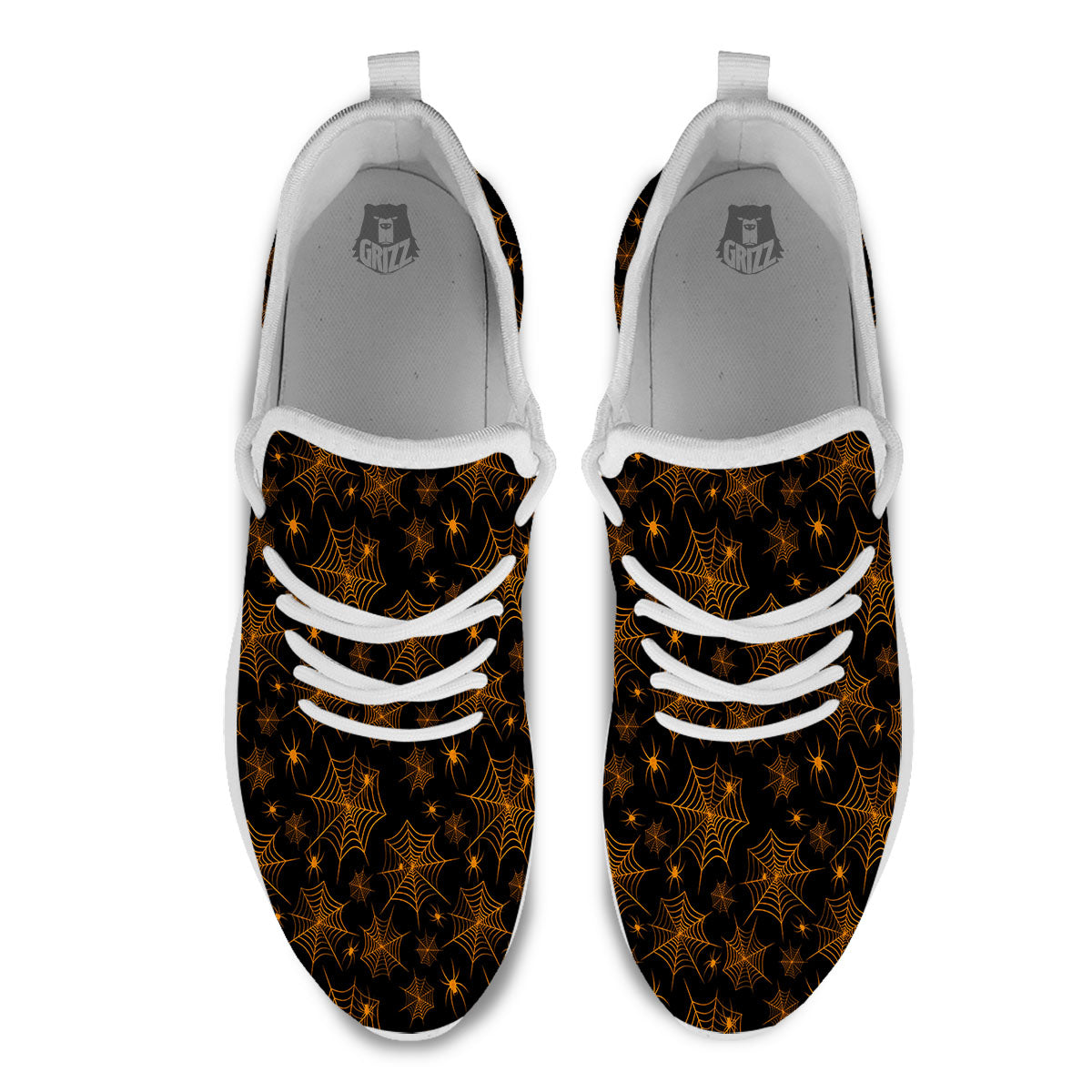 Cobweb Halloween Print Pattern White Athletic Shoes-grizzshop