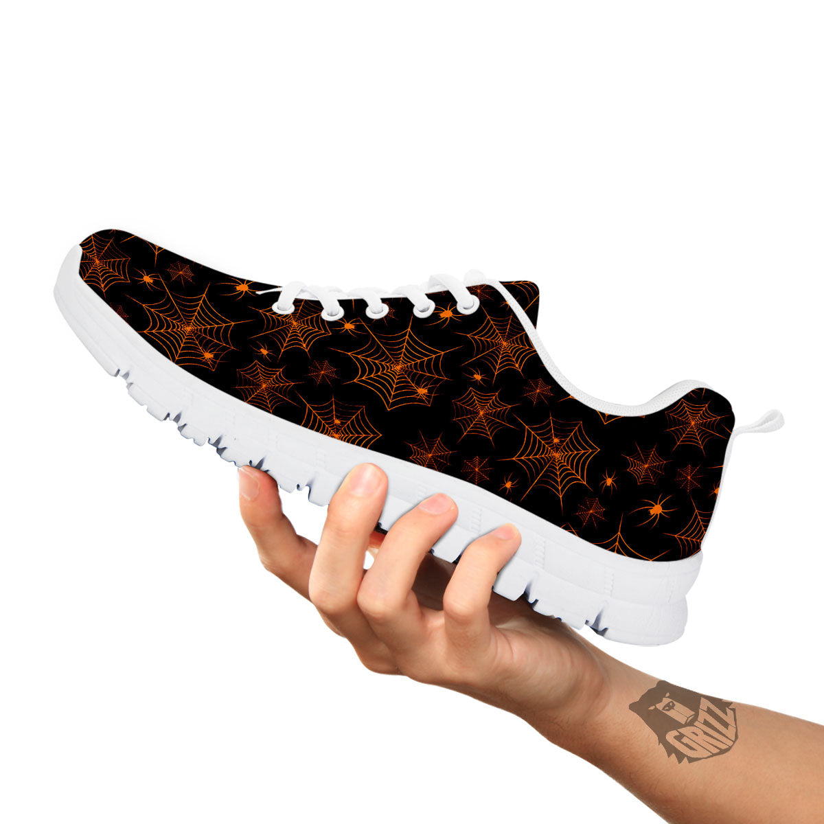 Cobweb Halloween Print Pattern White Sneaker-grizzshop