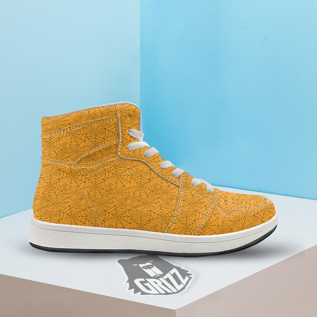 Cobweb Horror Print High Top Sneakers-grizzshop