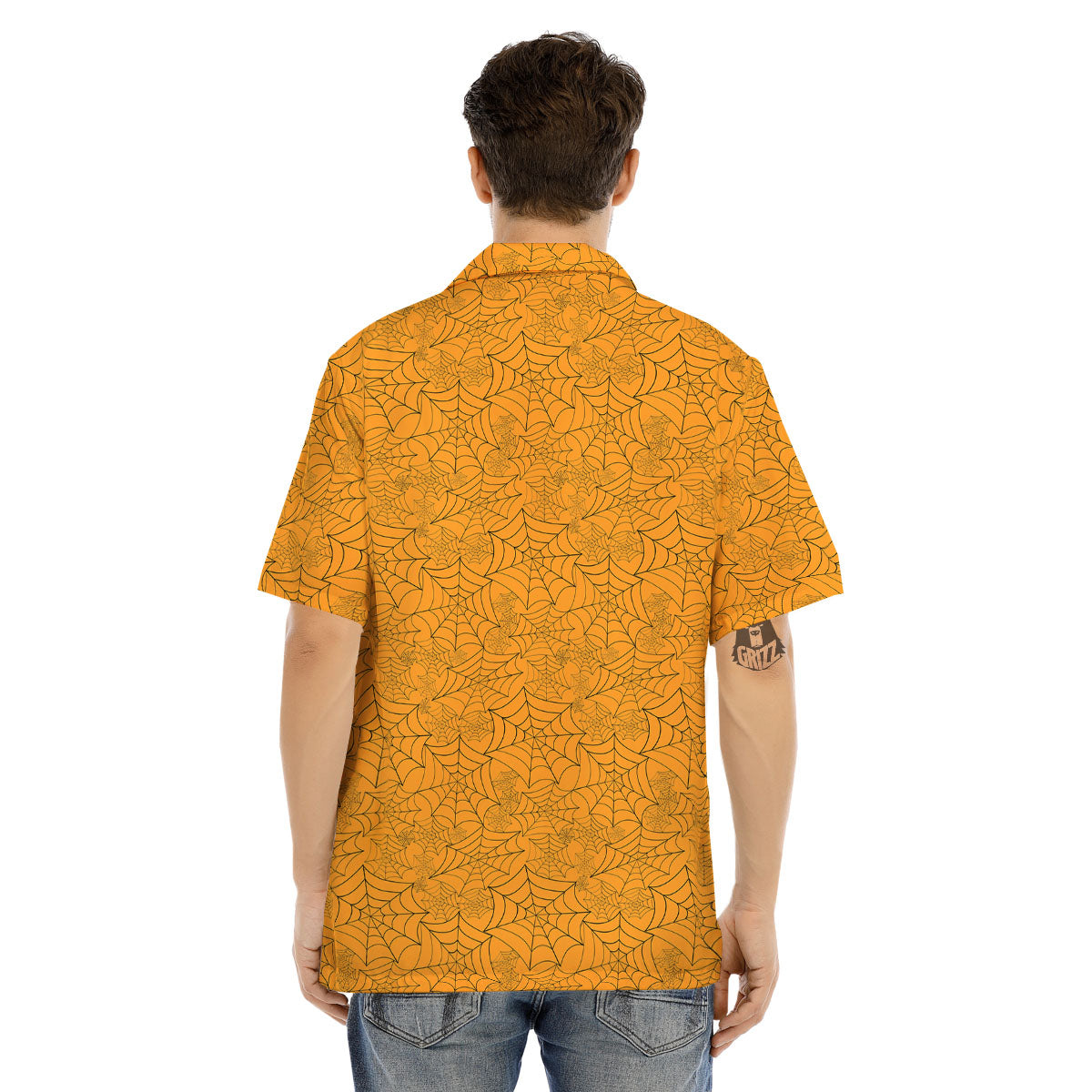 Cobweb Horror Print Men's Hawaiian Shirt-grizzshop