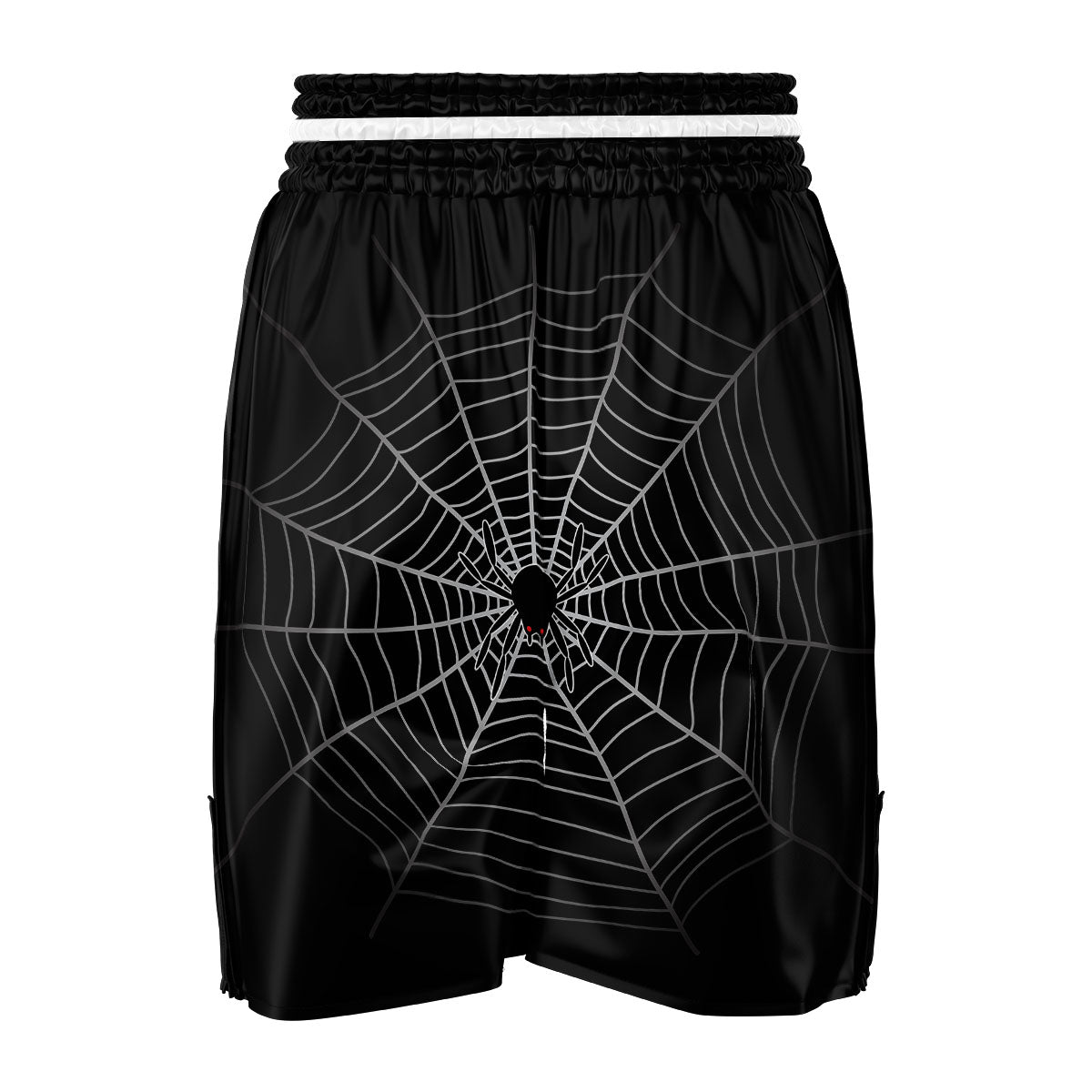 Cobweb White And Black Print Boxing Shorts-grizzshop