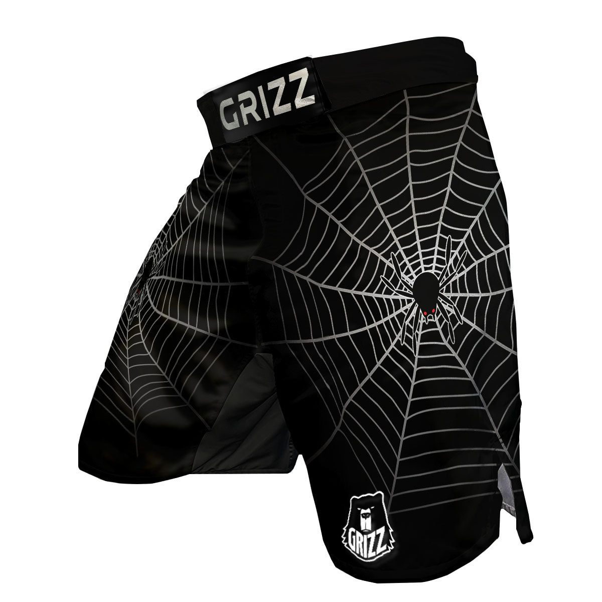 Cobweb White And Black Print MMA Shorts-grizzshop
