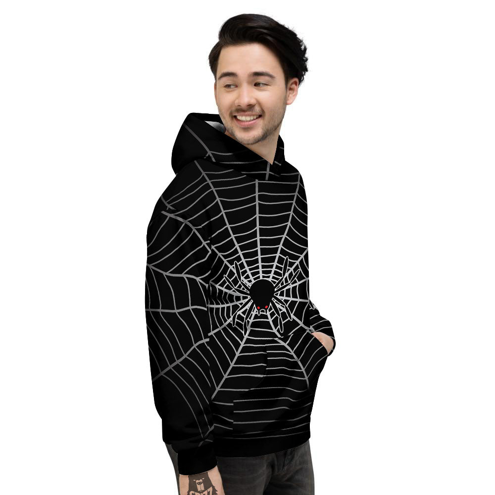 Cobweb White And Black Print Men's Hoodie-grizzshop
