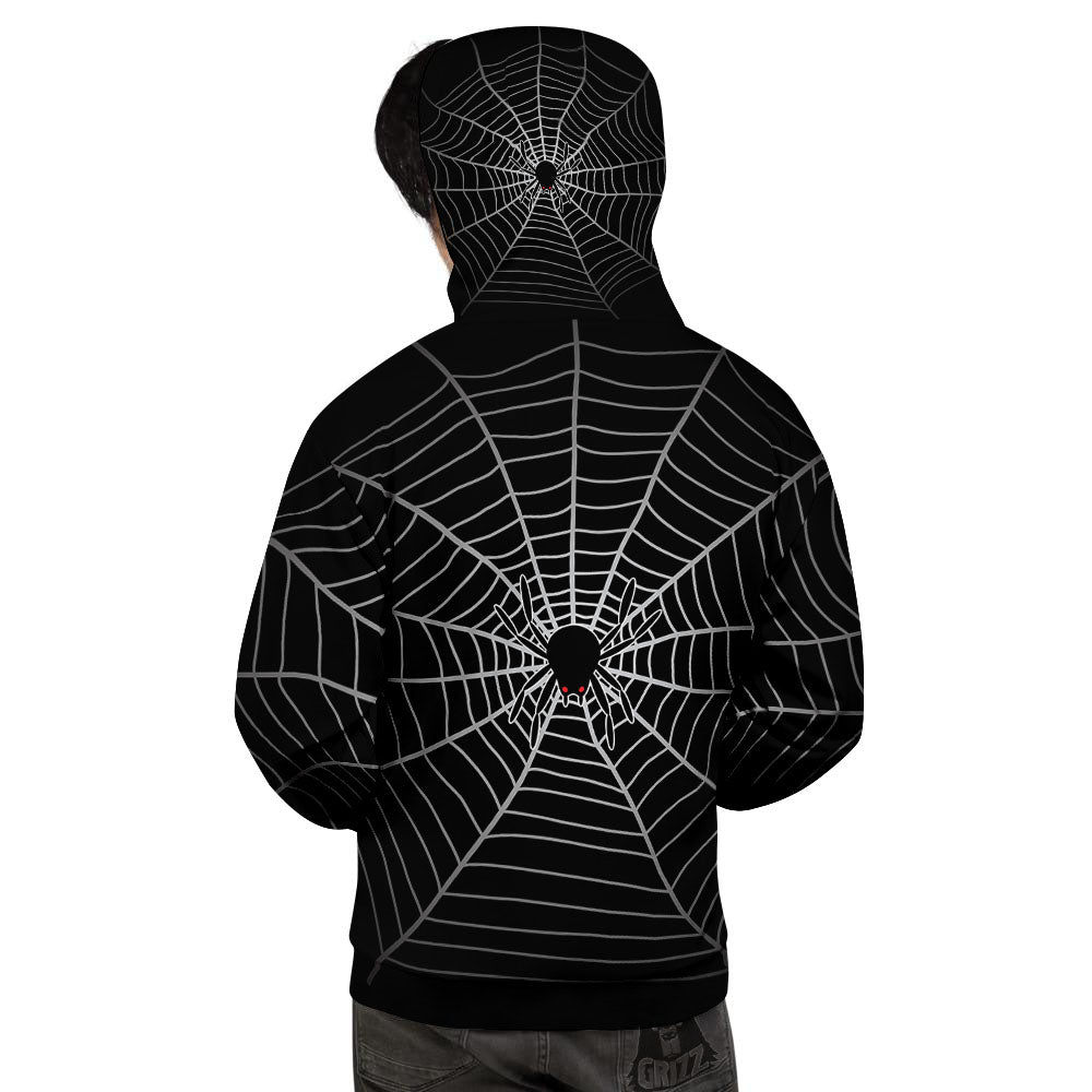 Cobweb White And Black Print Men's Hoodie-grizzshop