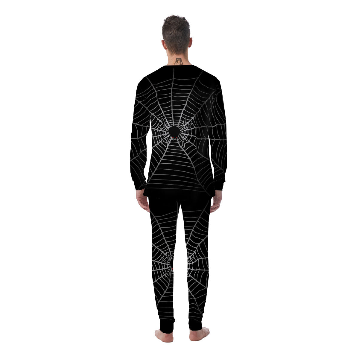 Cobweb White And Black Print Men's Pajamas-grizzshop