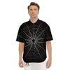 Cobweb White And Black Print Men's Short Sleeve Shirts-grizzshop