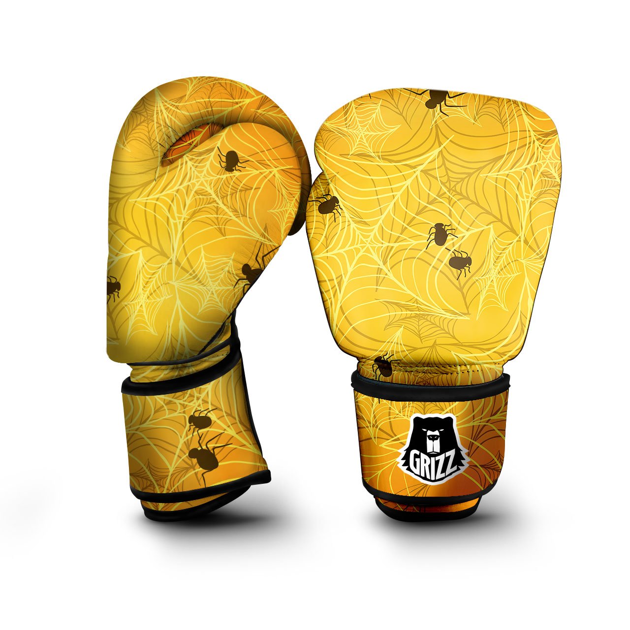 Cobweb Yellow Print Boxing Gloves-grizzshop