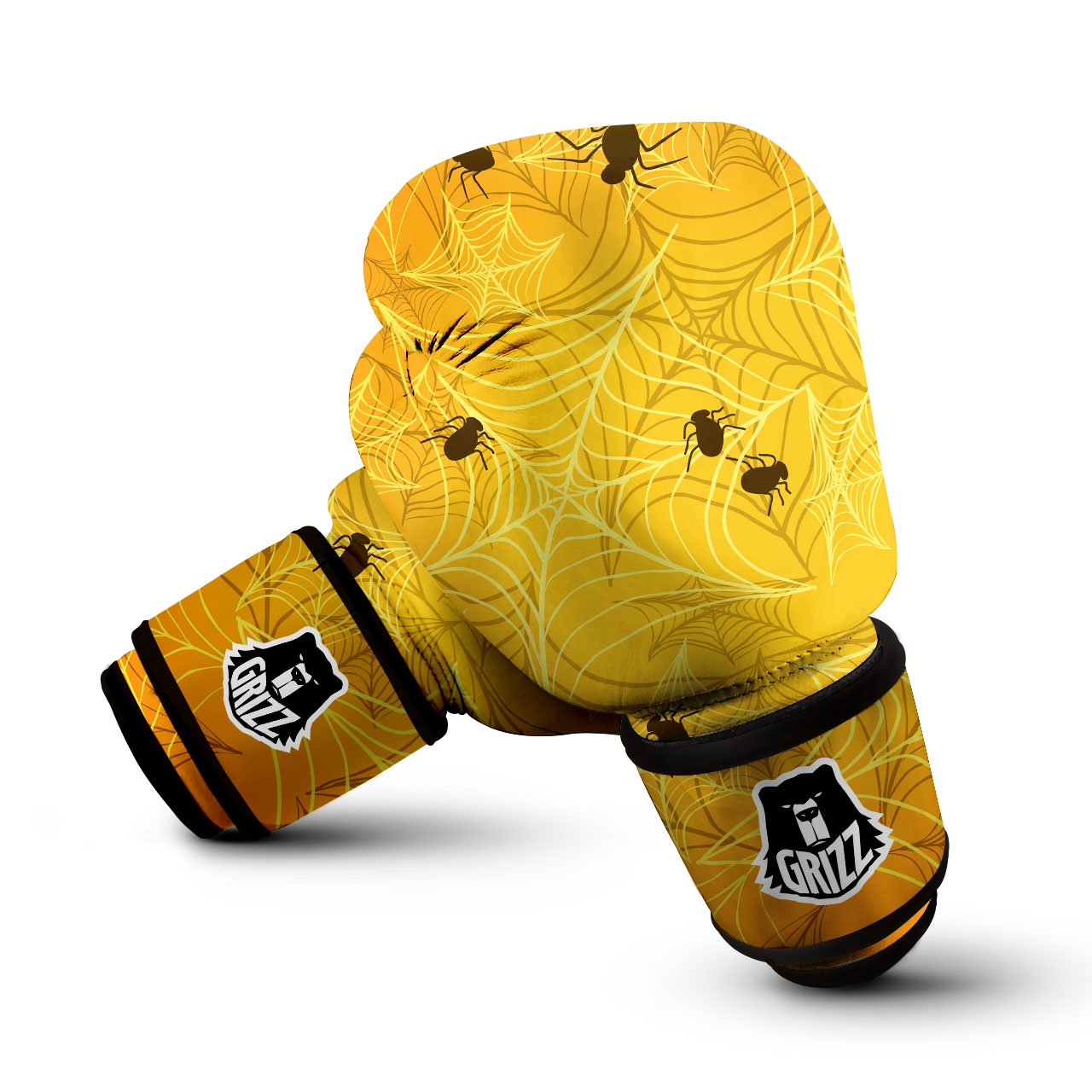 Cobweb Yellow Print Boxing Gloves-grizzshop