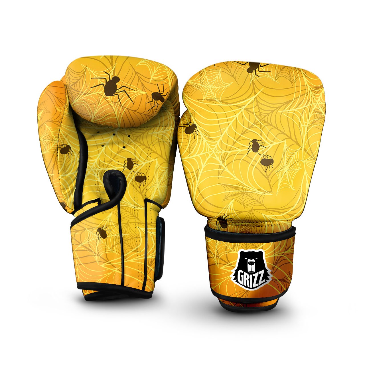 Cobweb Yellow Print Boxing Gloves-grizzshop