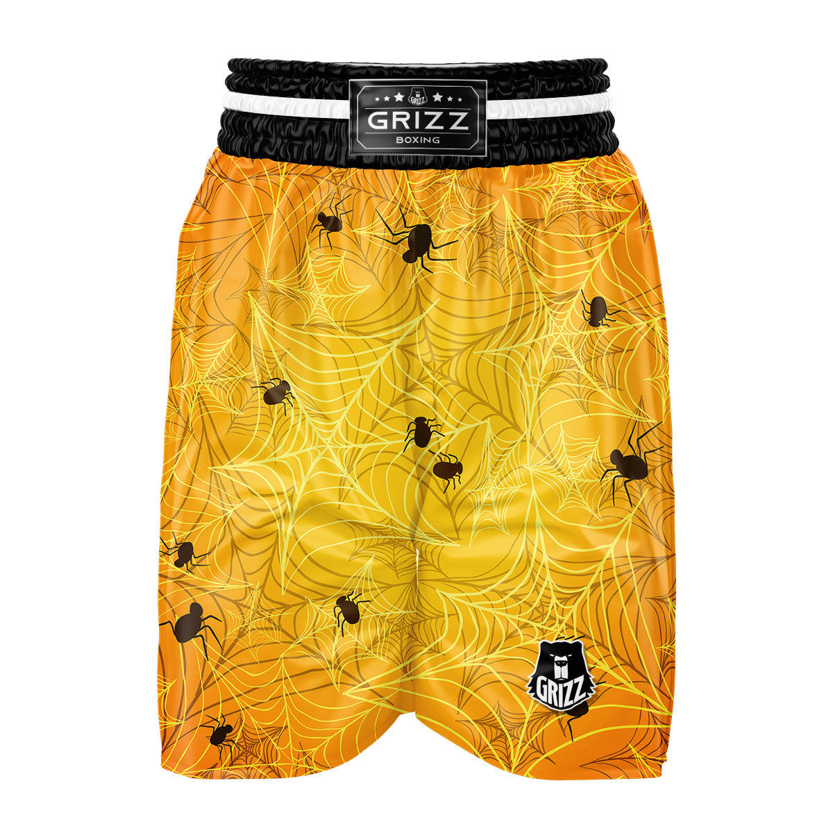 Cobweb Yellow Print Boxing Shorts-grizzshop
