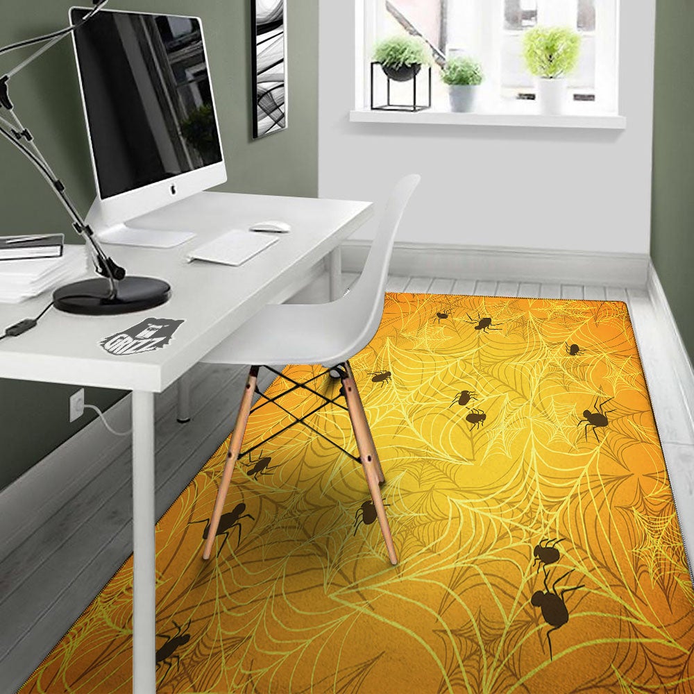 Cobweb Yellow Print Floor Mat-grizzshop