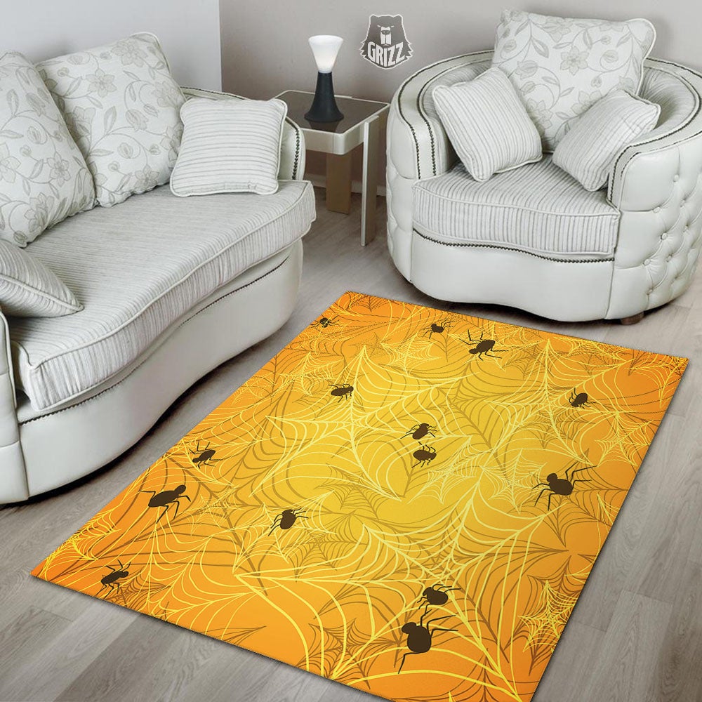 Cobweb Yellow Print Floor Mat-grizzshop