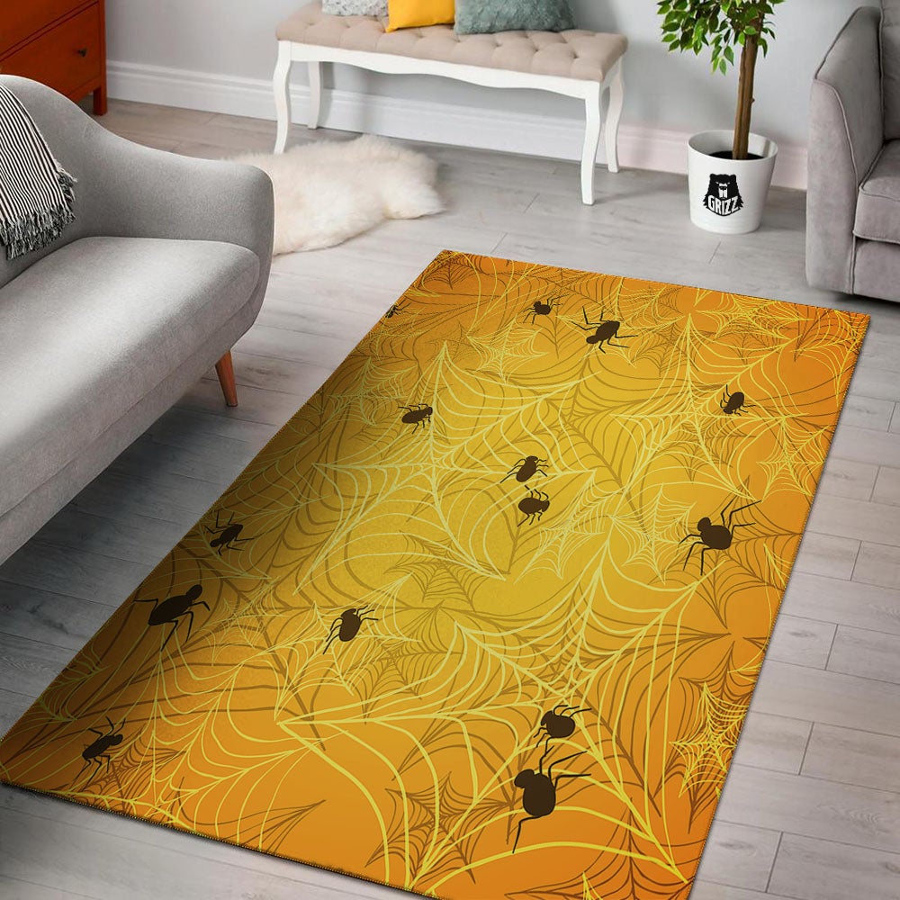 Cobweb Yellow Print Floor Mat-grizzshop