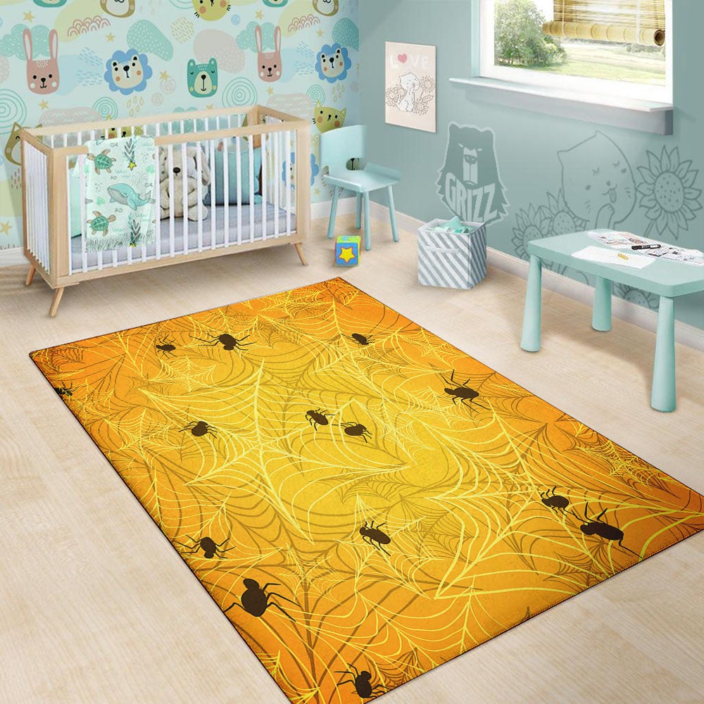 Cobweb Yellow Print Floor Mat-grizzshop
