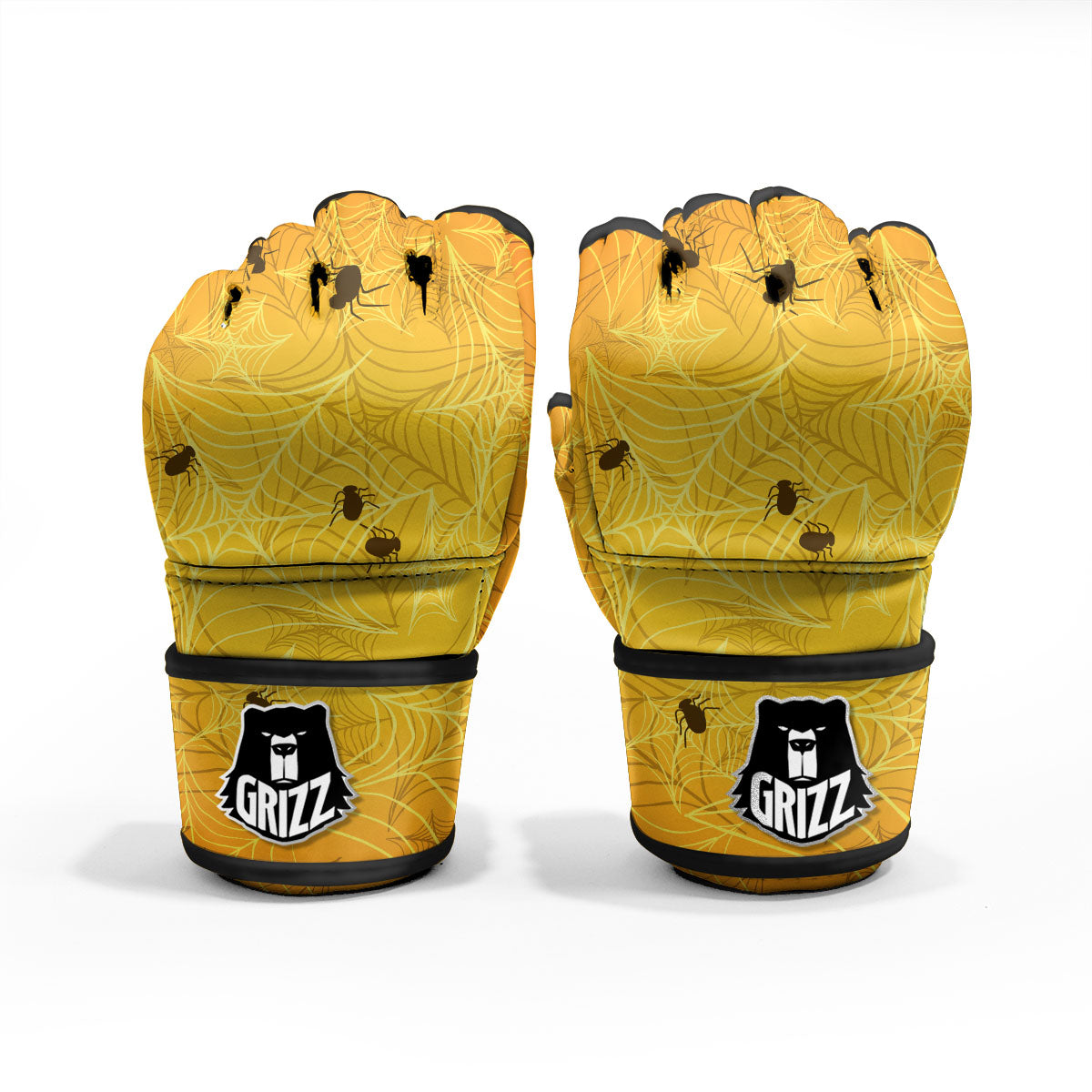 Cobweb Yellow Print MMA Gloves-grizzshop