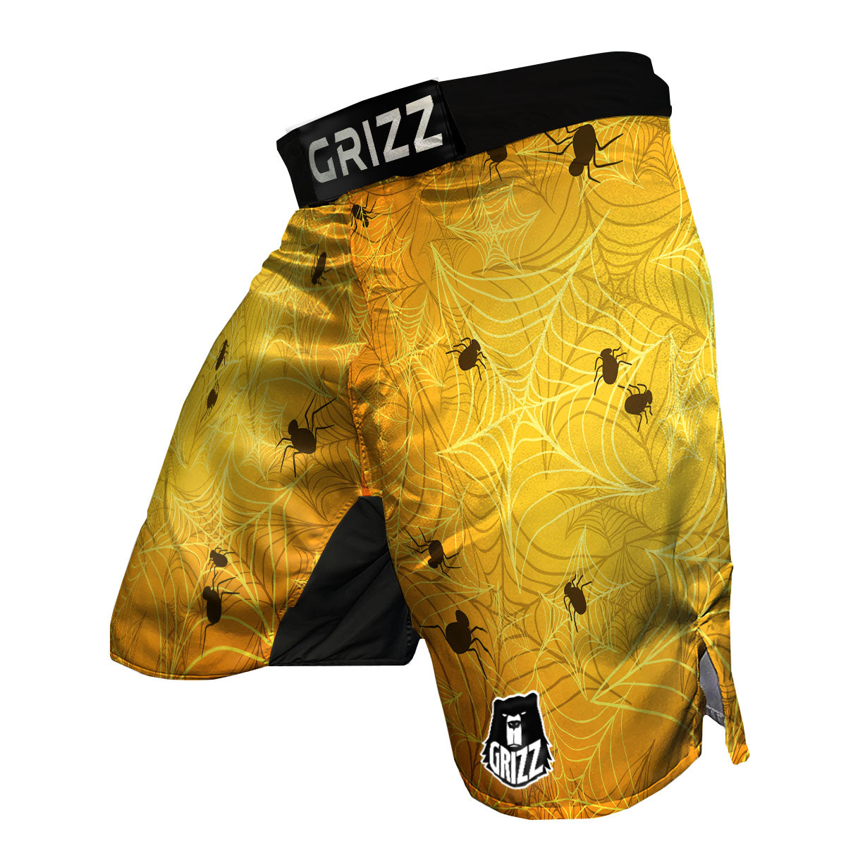 Cobweb Yellow Print MMA Shorts-grizzshop
