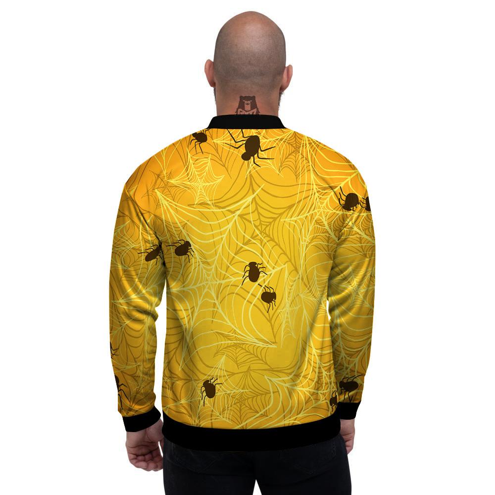 Cobweb Yellow Print Men's Bomber Jacket-grizzshop