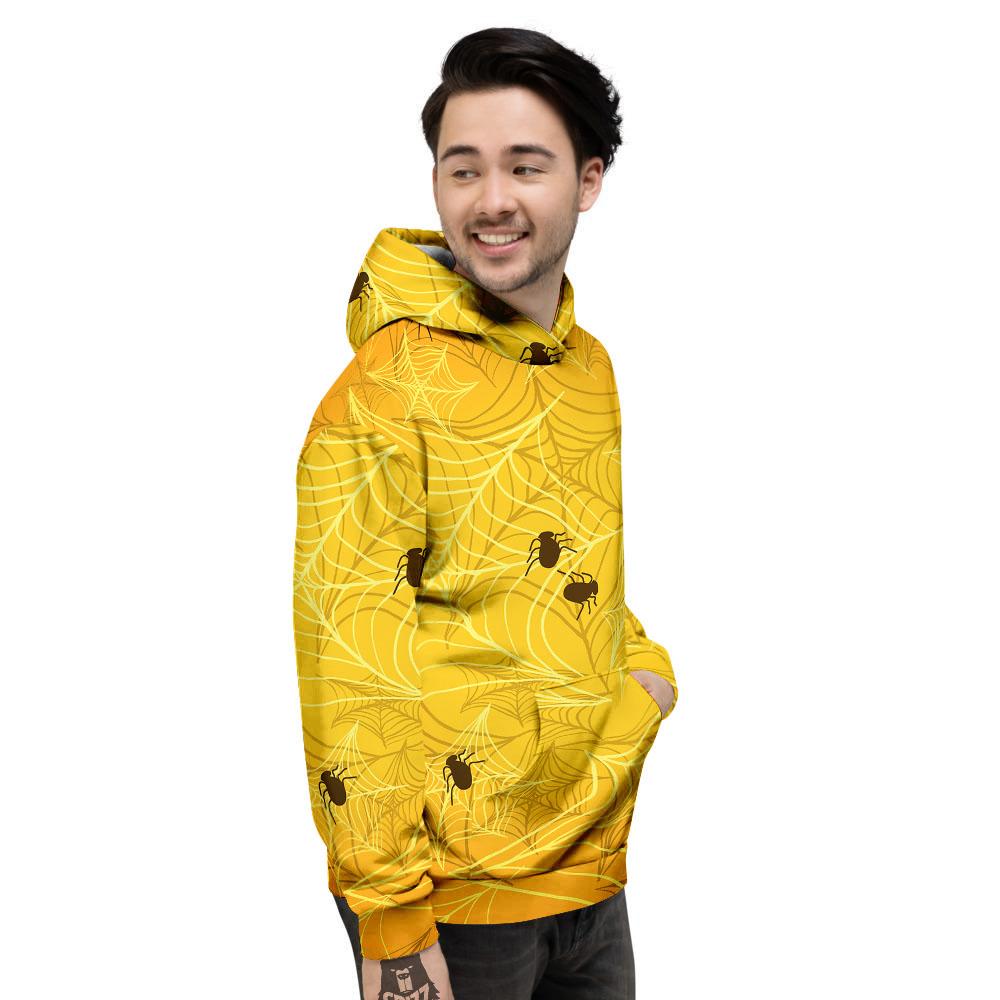 Cobweb Yellow Print Men's Hoodie-grizzshop