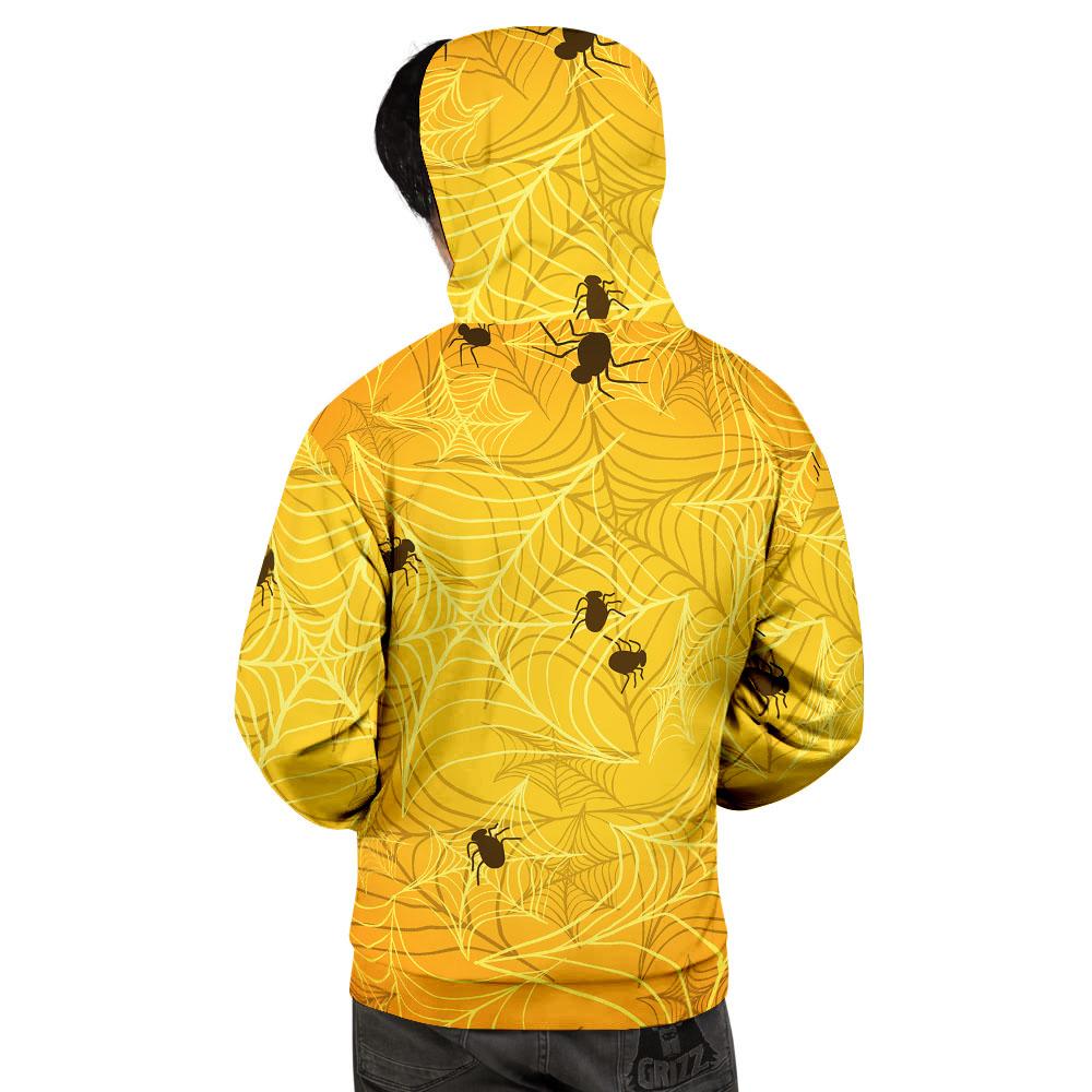 Cobweb Yellow Print Men's Hoodie-grizzshop