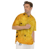 Cobweb Yellow Print Men's Short Sleeve Shirts-grizzshop