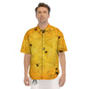 Cobweb Yellow Print Men's Short Sleeve Shirts-grizzshop