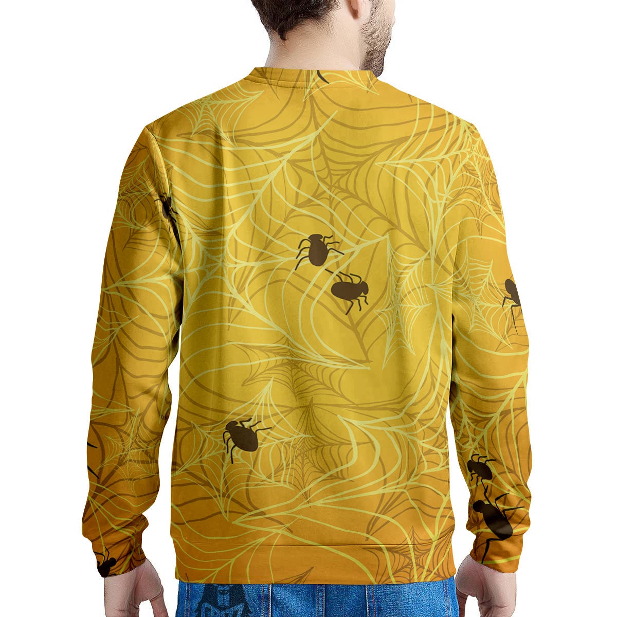 Cobweb Yellow Print Men's Sweatshirt-grizzshop