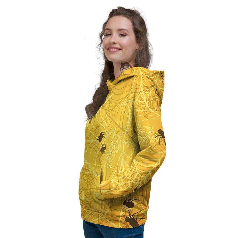 Cobweb Yellow Print Women's Hoodie-grizzshop