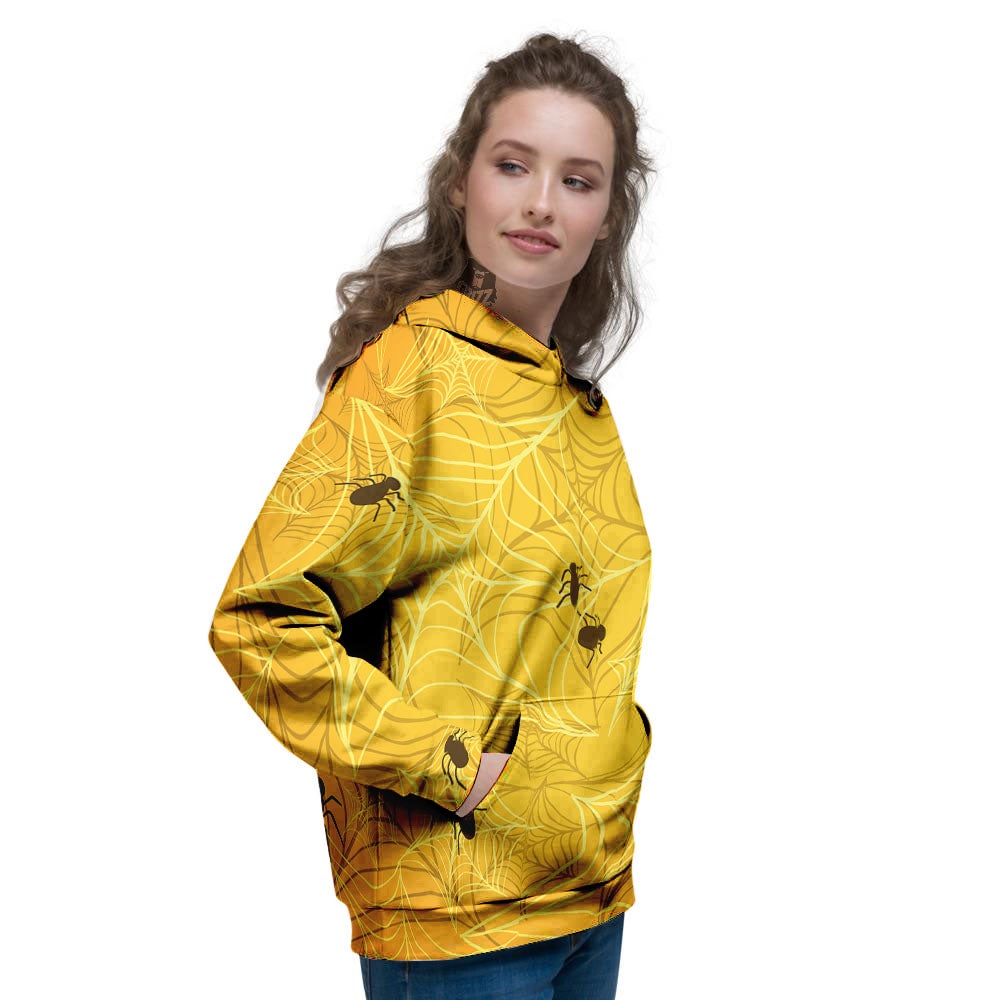 Cobweb Yellow Print Women's Hoodie-grizzshop