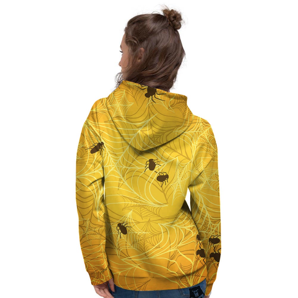 Cobweb Yellow Print Women's Hoodie-grizzshop