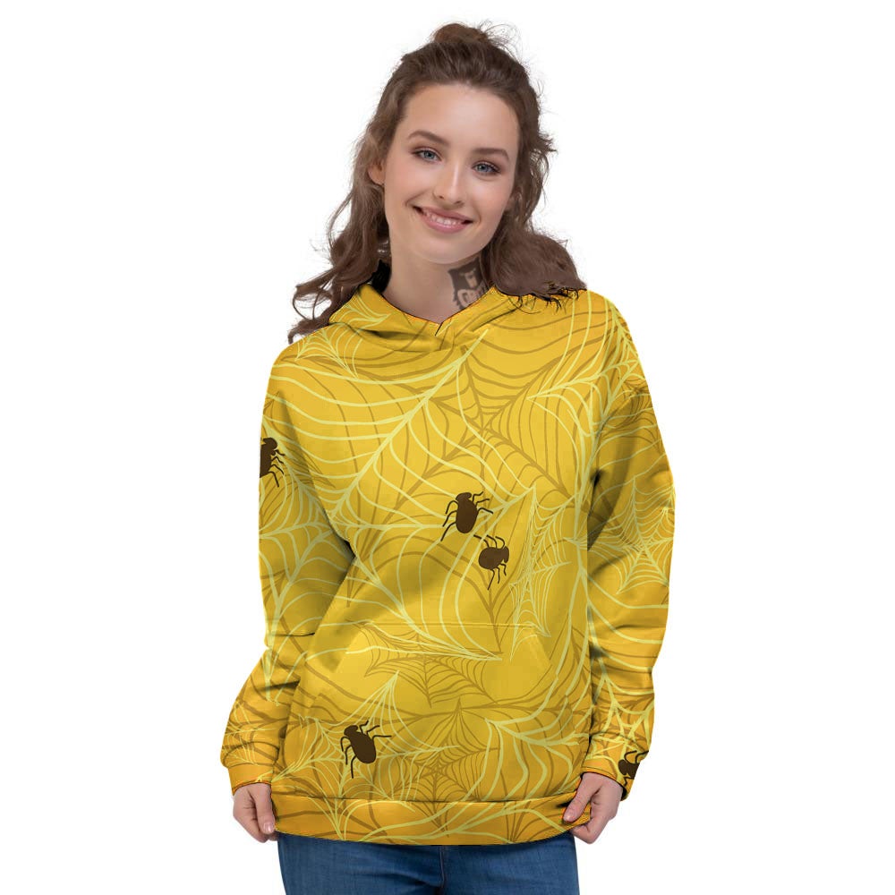 Cobweb Yellow Print Women's Hoodie-grizzshop