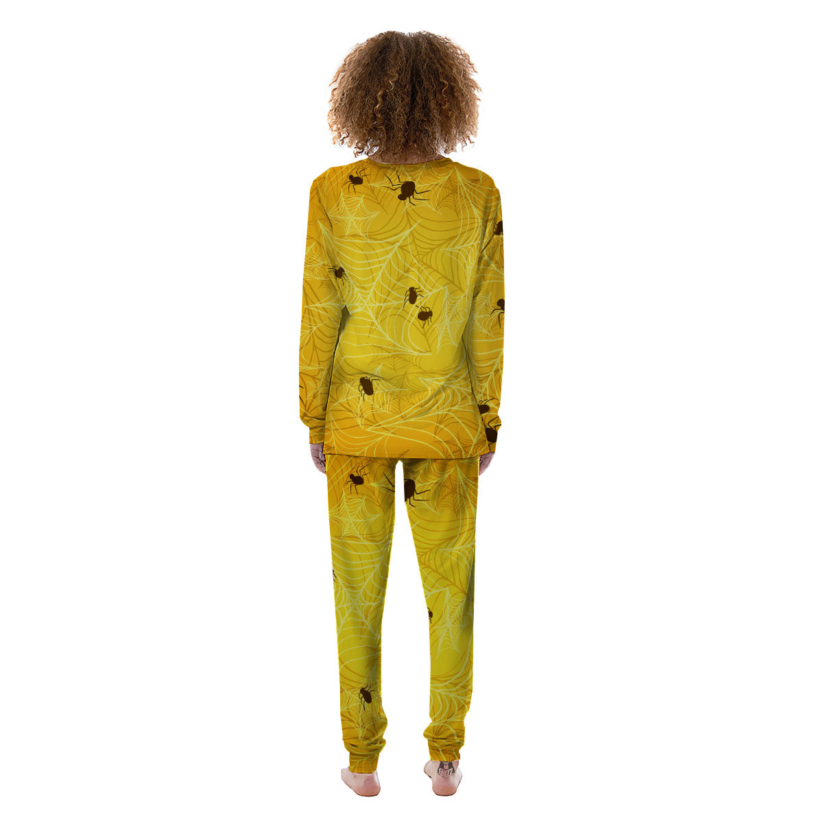 Cobweb Yellow Print Women's Pajamas-grizzshop