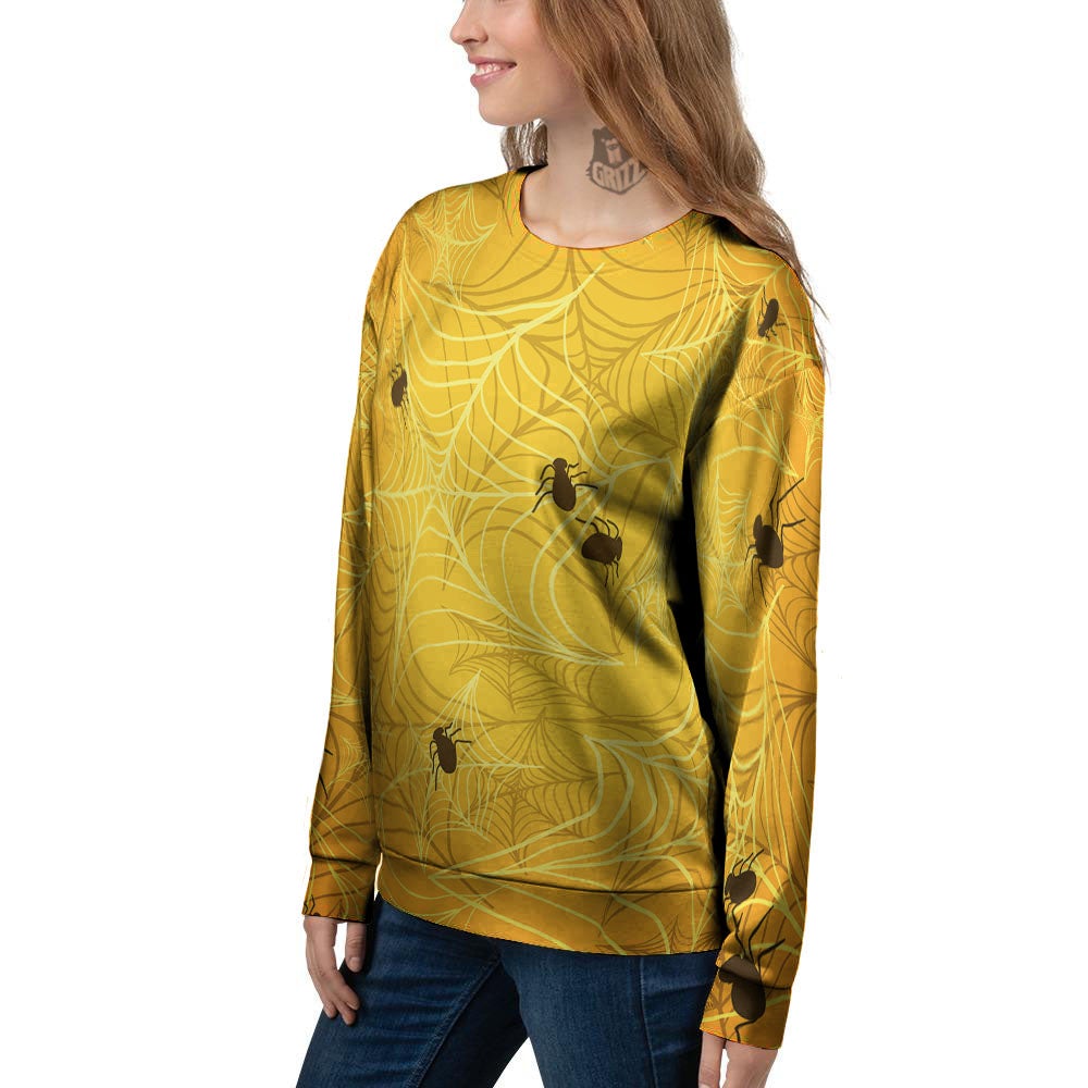 Cobweb Yellow Print Women's Sweatshirt-grizzshop
