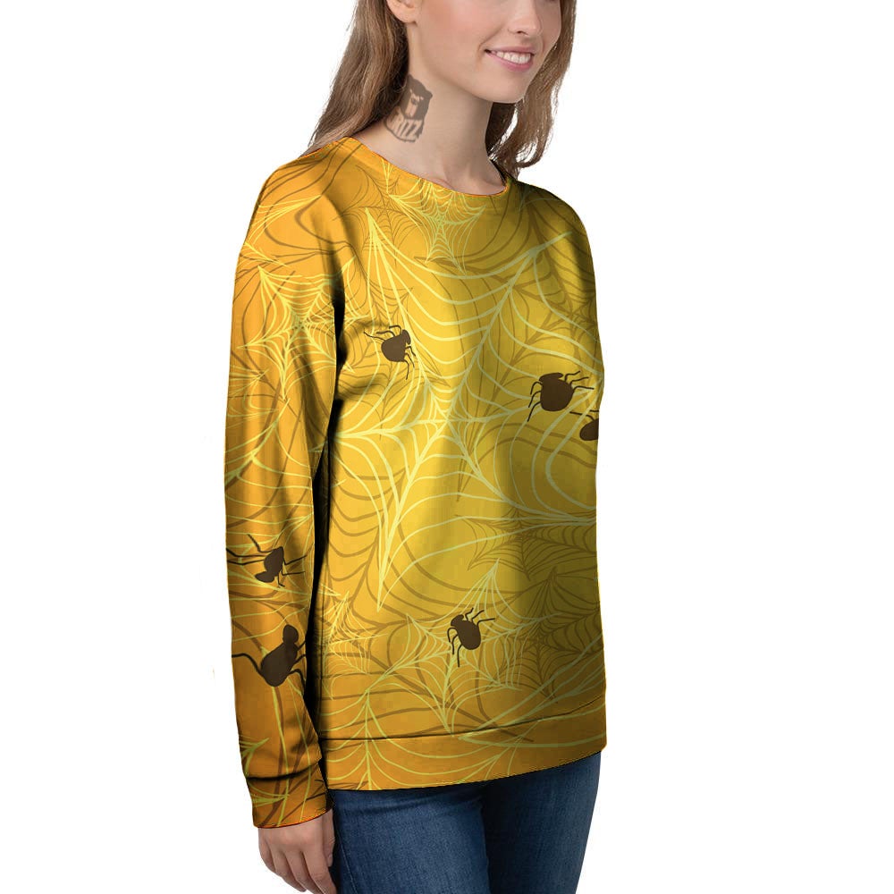 Cobweb Yellow Print Women's Sweatshirt-grizzshop