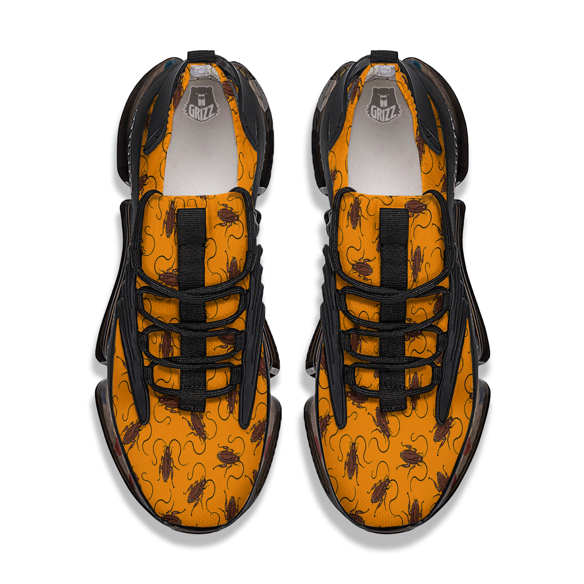 Cockroach Orange Print Pattern Black Gym Shoes-grizzshop