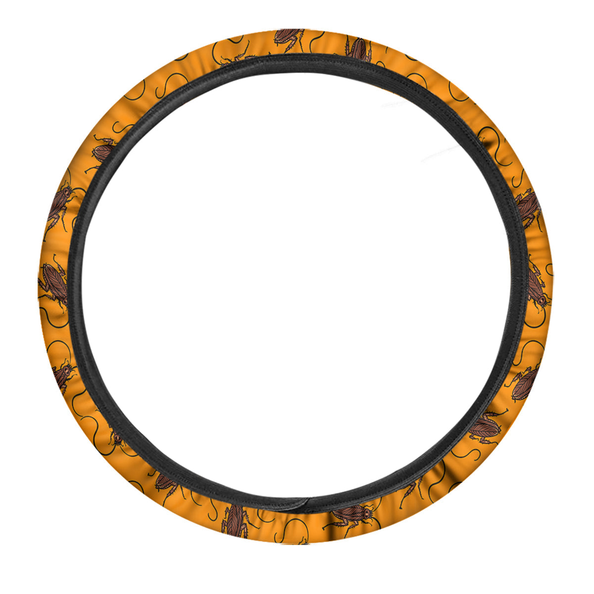 Cockroach Orange Print Pattern Car Steering Wheel Cover-grizzshop