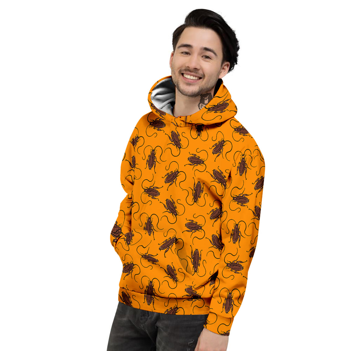 Cockroach Orange Print Pattern Men's Hoodie-grizzshop