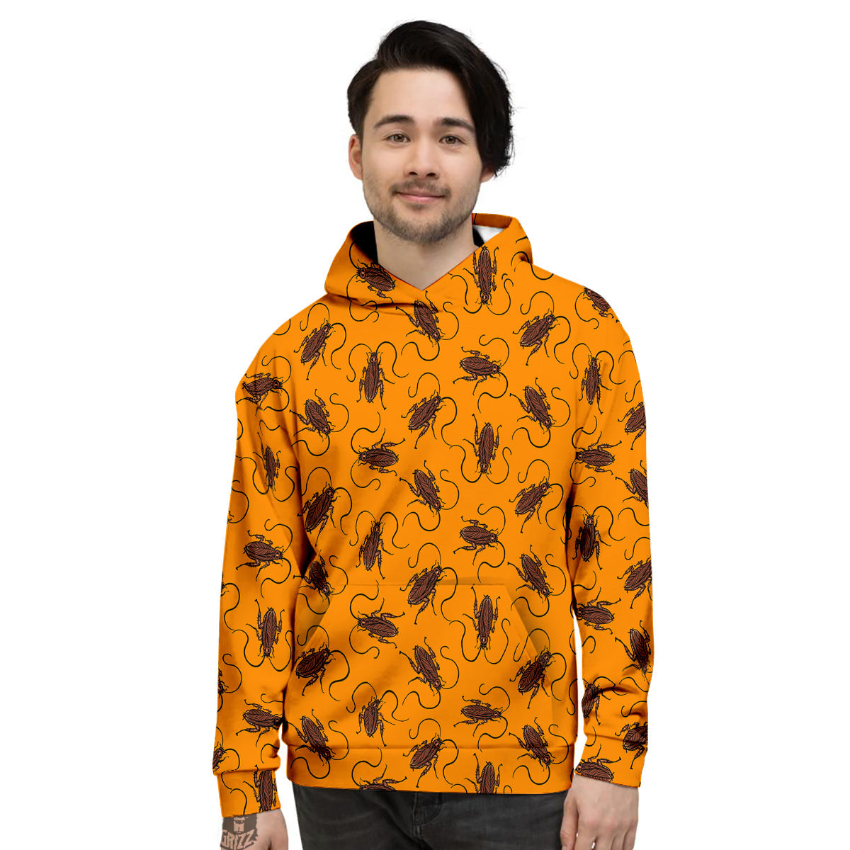 Cockroach Orange Print Pattern Men's Hoodie-grizzshop