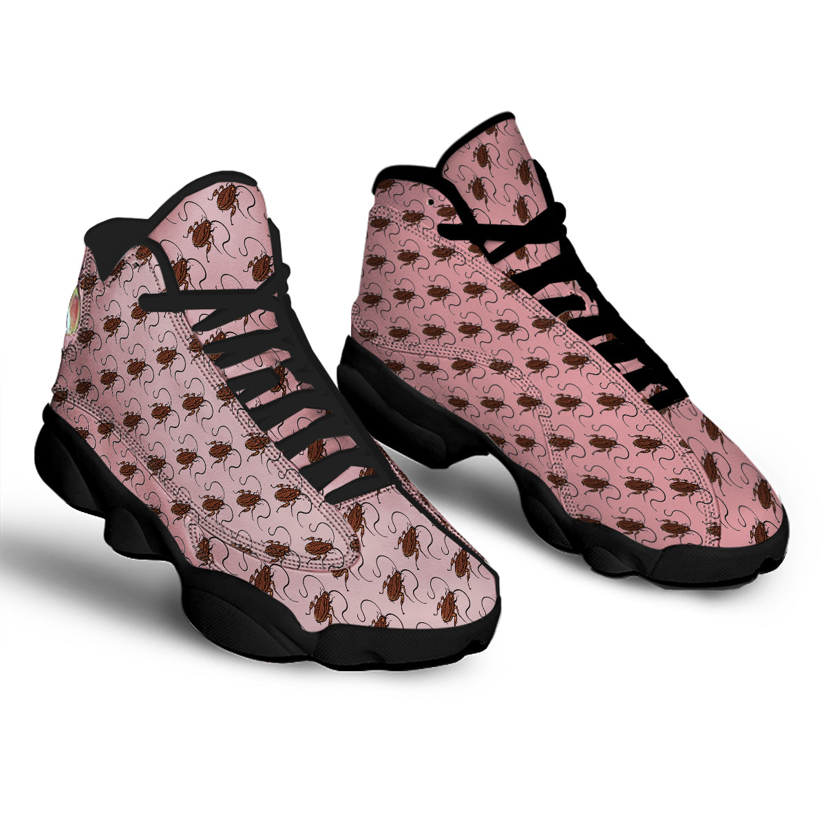 Cockroach Pink Print Pattern Black Basketball Shoes-grizzshop