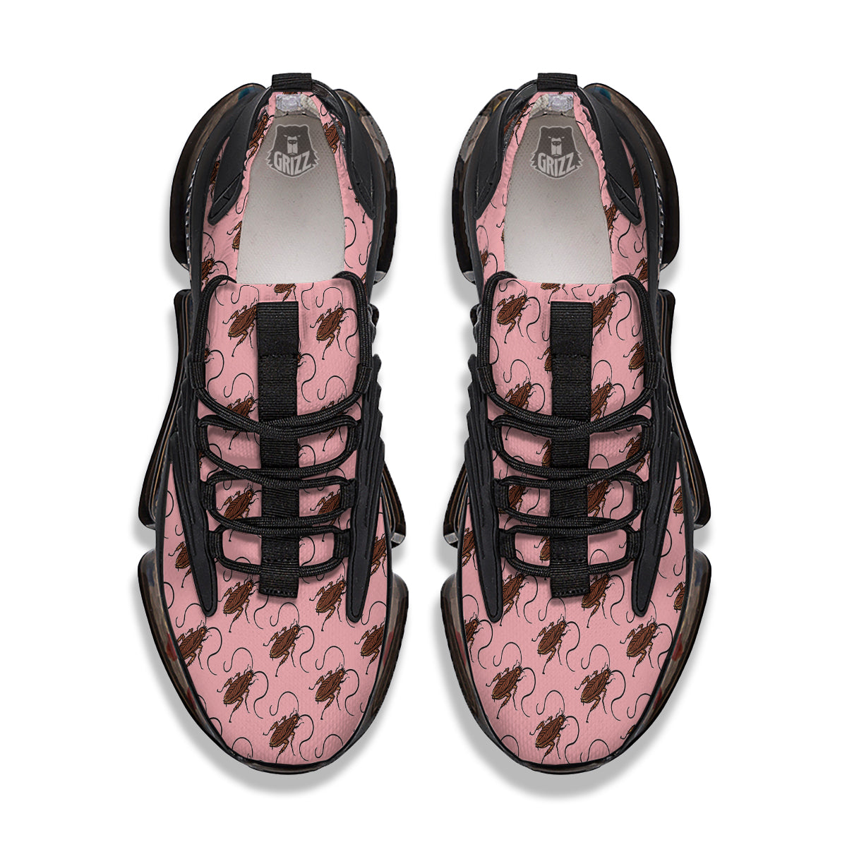 Cockroach Pink Print Pattern Black Gym Shoes-grizzshop