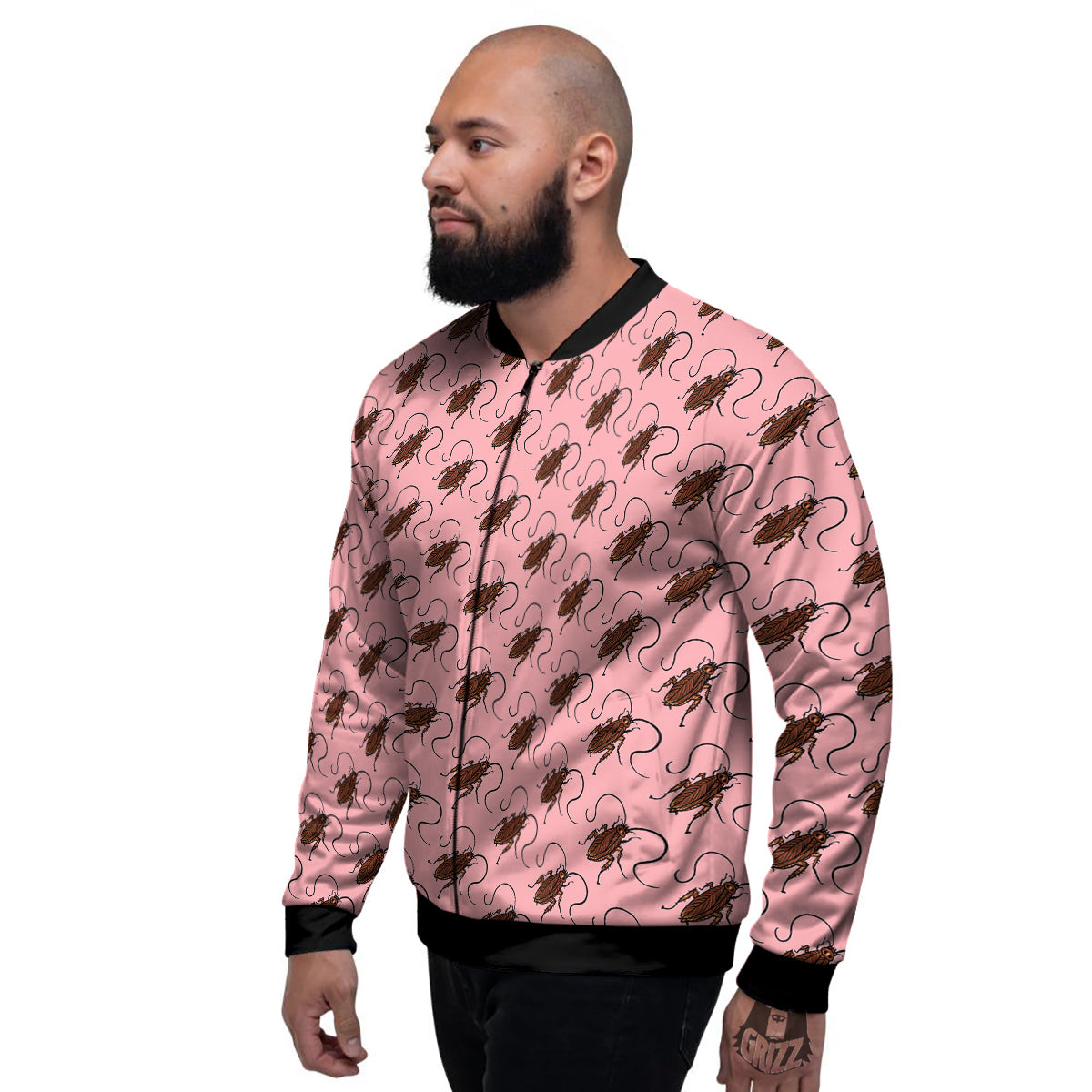 Cockroach Pink Print Pattern Men's Bomber Jacket-grizzshop