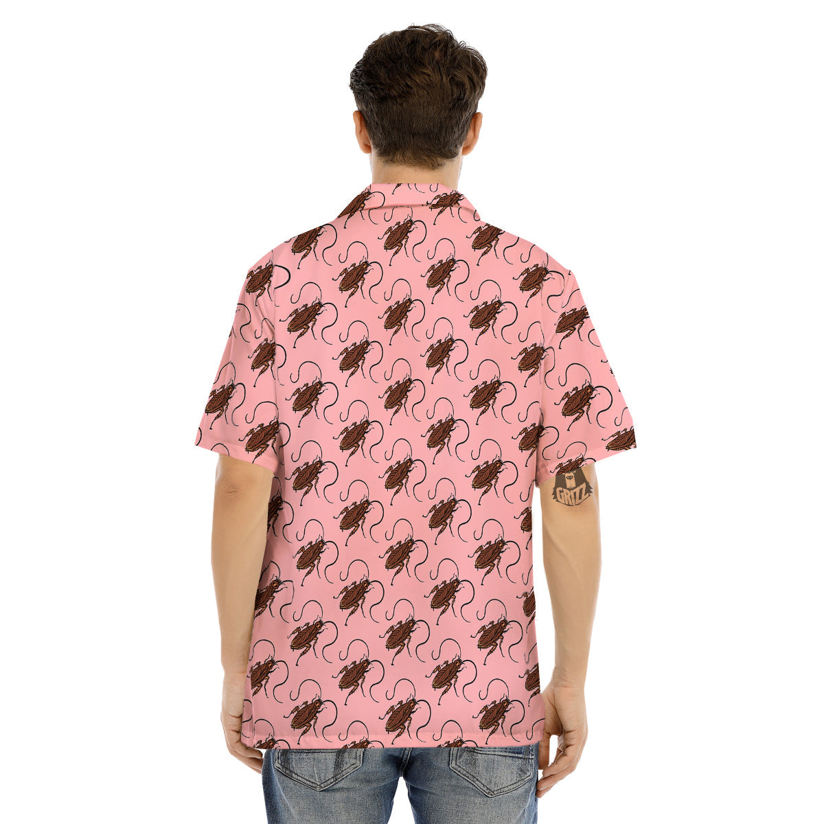 Cockroach Pink Print Pattern Men's Hawaiian Shirt-grizzshop