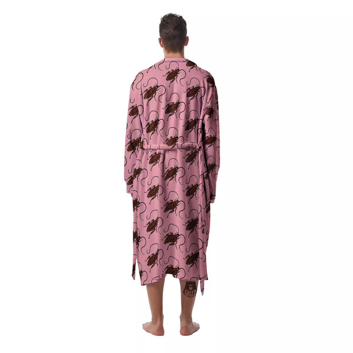 Cockroach Pink Print Pattern Men's Robe-grizzshop