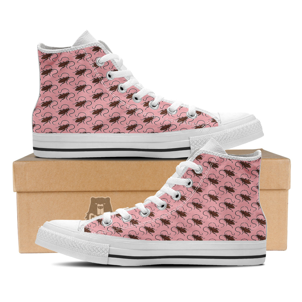 Cockroach Pink Print Pattern White High Top Shoes-grizzshop