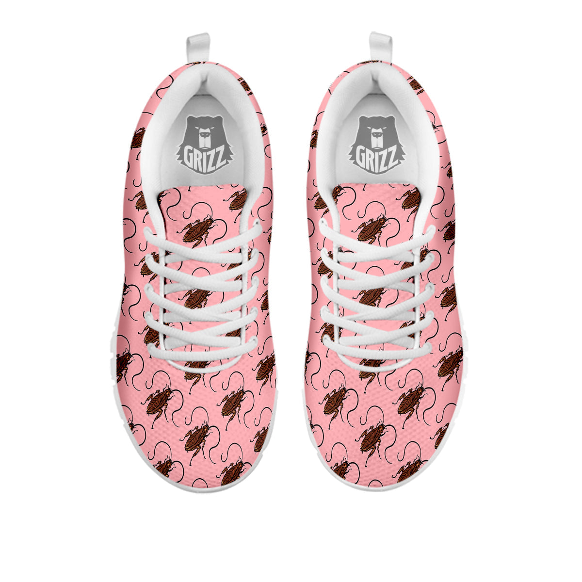 Cockroach Pink Print Pattern White Sneaker-grizzshop