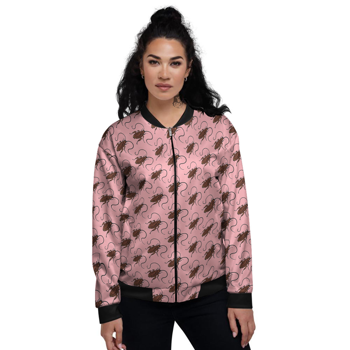 Cockroach Pink Print Pattern Women's Bomber Jacket-grizzshop
