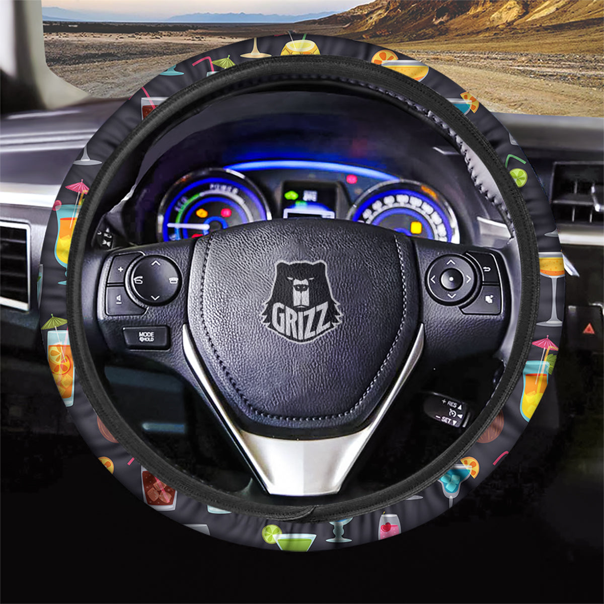 Cocktail Exotic Print Pattern Car Steering Wheel Cover-grizzshop